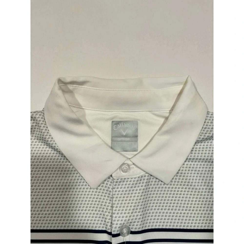Callaway Mens Opti-Dri Golf Polo Shirt Large Peacoat Navy‎ White  NWT
